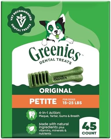 Greenies Petite Natural Dental Dog Treats, Original Flavor, 45 Count by GREENIES