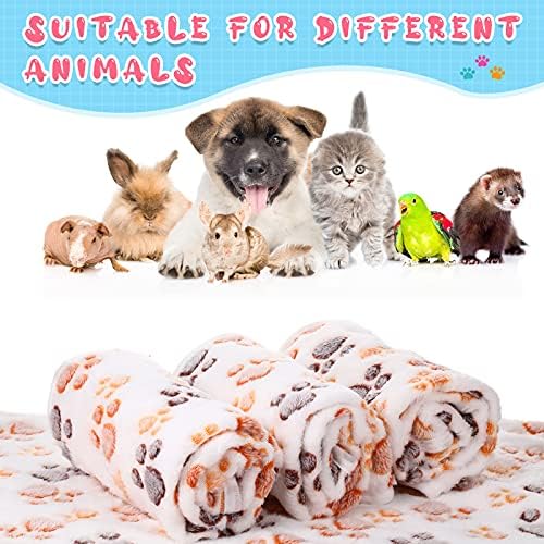 Tatuo 4 Pcs Fleece Dog Blankets for Puppy Cat, Cream, 30 x 20.5 in, Paw - Image 4