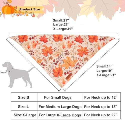ADOGGYGO Fall Dog Bandana, Pumpkin Maple Leaf Fall Bandana for Dog, Large - Image 4