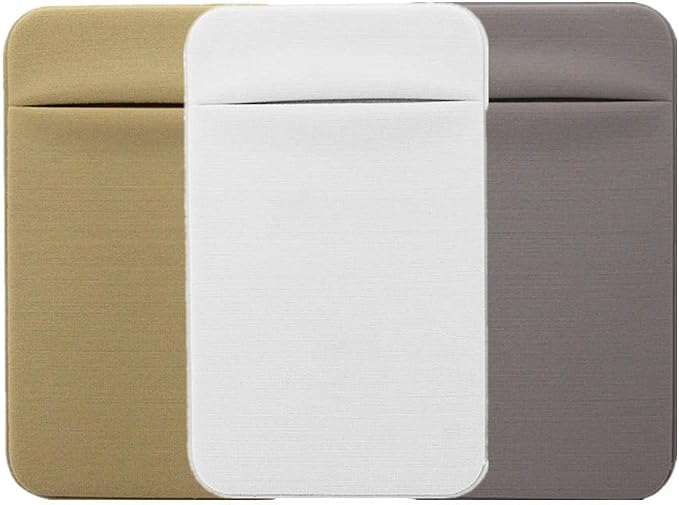 Slim Credit Card Holder for Back of Cell Phone, Stretchy Ultra Lycra 3M Self Adhesive Phone Pocket Stick On Wallet for ID Credit Card Pocket for iPhone Android Galaxy (Gold+White+Gray) by Kbinter