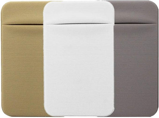 Slim Credit Card Holder for Back of Cell Phone, Stretchy Ultra Lycra 3M Self Adhesive Phone Pocket Stick On Wallet for ID Credit Card Pocket for iPhone Android Galaxy (Gold+White+Gray) by Kbinter