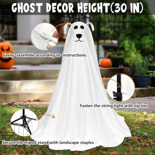 Halloween Decorations, 2.5FT Light Up Halloween Ghost Dog with Remote - Image 3