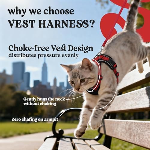 rabbitgoo Cat Harness and Leash Set, Escape Proof Vest, Black & Red - Image 3