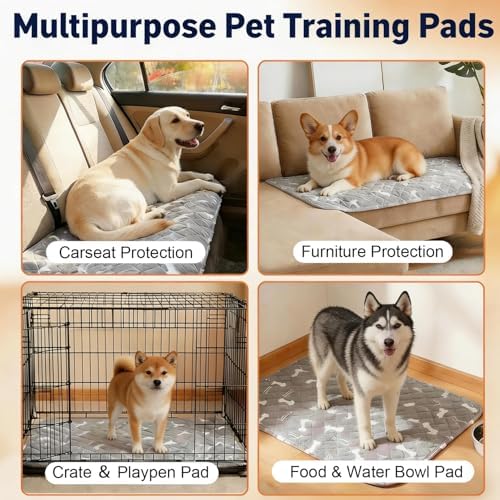 Puppy Pads with Pheromones, Washable Pee Pads for Dogs Potty Training, Reusable Dog Mat with Pet Hair Removal Gloves for Playpen, Crate, Whelping Box (Blue,M) - Image 4