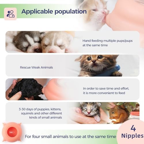 200ml Silicone Multi-Pet Milk Feeder with 4 Nipples(Pink) - Image 4