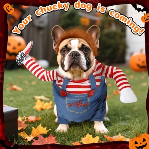 T2Y Dog Halloween Costumes, Chucky Dog Costume for Large Dog - Image 6