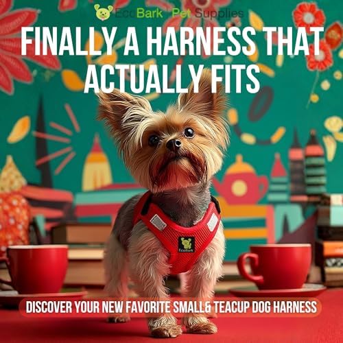 EcoBark Small Dog Harness for Toy Breed Dogs & Puppies, Luxury Mesh, Red - Image 3