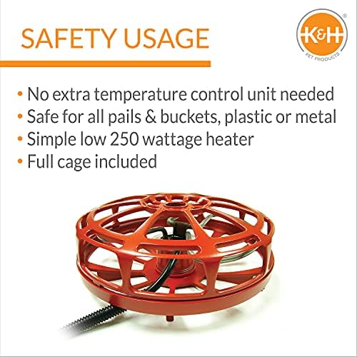 K&H Bucket Heater, Ultimate Pail Deicer, Safety Listed, 250W, Red - Image 4