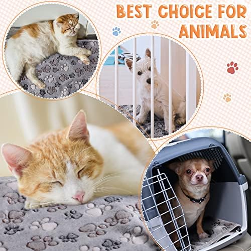 Tatuo 4 Pcs Fleece Dog Blankets for Puppy Cat, Gray, 41 x 30 in, Paw - Image 5