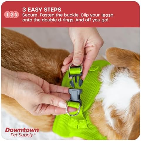 Downtown Pet Supply Step in Dog Harness for Teacup Dogs & Cats No Pull, XX-Small, Atomic Yellow - Adjustable Harness with Padded Mesh Fabric and Reflective Trim - Buckle Strap Harness for Dogs - Image 4
