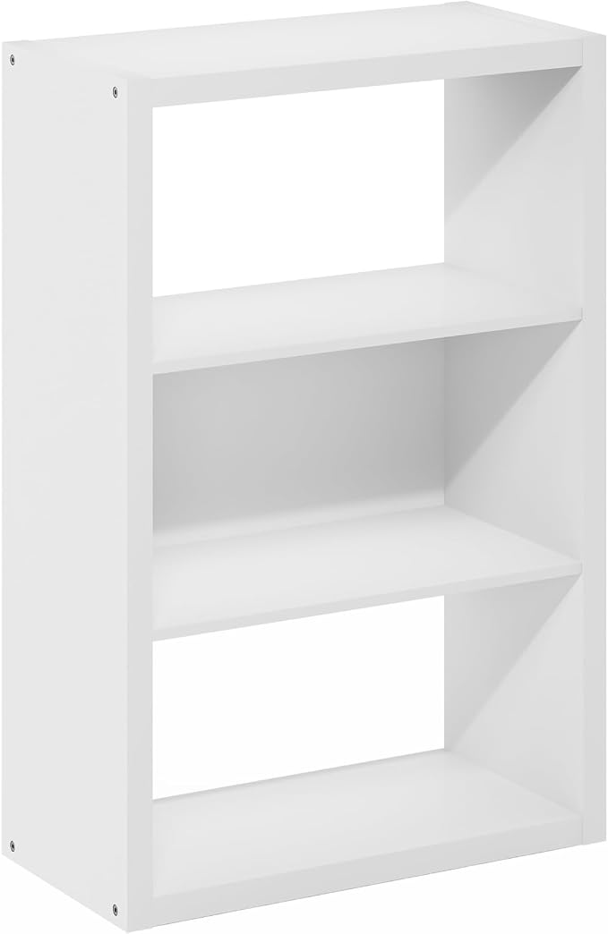 Furinno Viola Book Shelf, 3-Tier Bookshelf, Extra Thick Frame Bookcase with Open Shelf, Open Back Design, 11.3" x 23.2" x 35.9", for Living Room, Bedroom, Home Office, White - Image 5