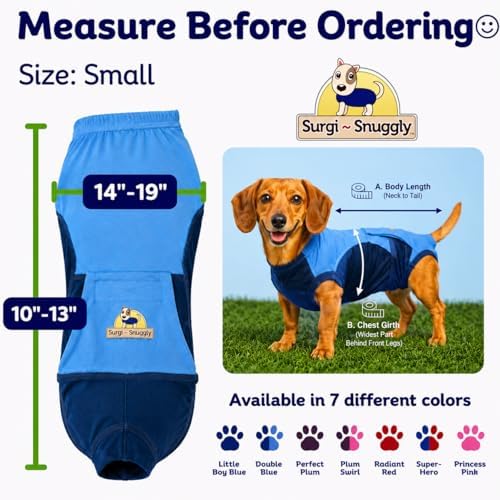 Surgi Snuggly Dog Surgery Recovery Suit, Cone Alternative, Spay/Neuter S - Image 2