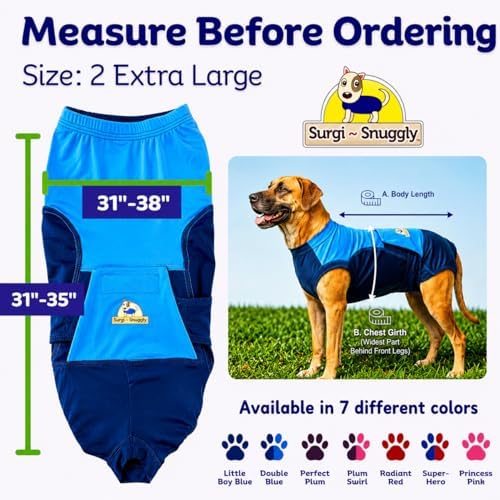 Surgi Snuggly Dog Surgery Recovery Suit, Cone Alternative, Spay/Neuter 2XL - Image 2