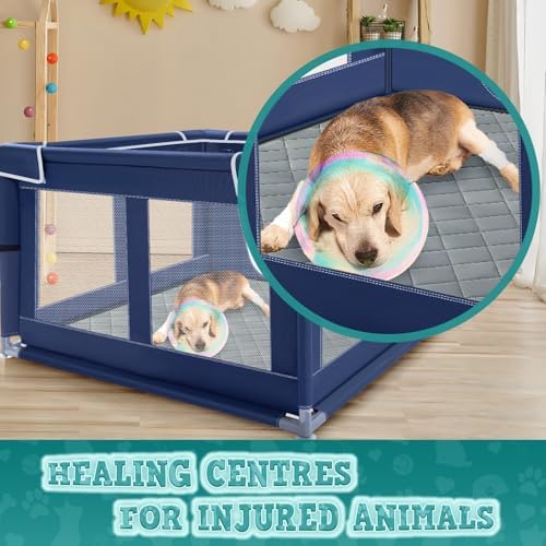XVISHX 42x42 Inches Puppy Playpen with Dog Pads, Dog Playpen for Puppies or Small Dogs, Pet Playpen for Indoor & Outdoor, Sturdy Safety DogPen with Thickened Fabric, High-Strength Nylon Wire Mesh - Image 4
