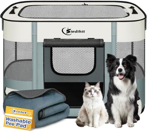 Siedihit 31" Dog Playpen,Cat Puppy Pen, Pet Portable Crate Indoor Outdoor by Siedihit