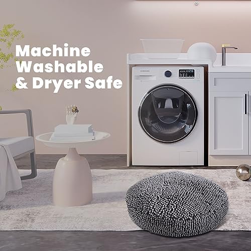 Muddy Mat® Cloud K-9 Dog Beds for Small Dogs & Cats, Soft & Relaxing Round Dog Bed, Chenille Material, Removable Cover, Washable & Dryer Safe – Grey Small(25'x25') - Image 4