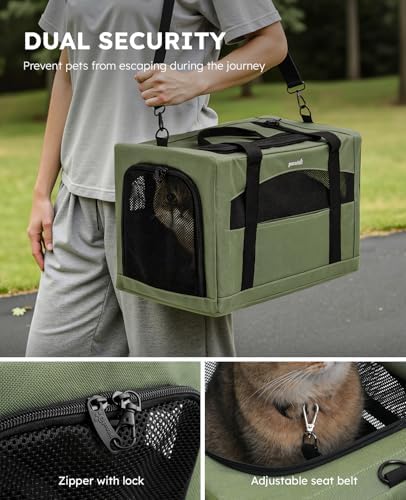 Pecute Cat Carrier Stable, Pet Carrier with Privacy Partition,Green - Image 4