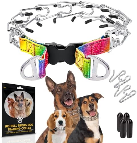 PetJett Prong Collar for Dogs Training Collar Adjustable Choke Collar for Dog Quick Release Pinch Collar for Dog for Small Medium Large Dogs No Pull Walking Tool - Stainless Steel Metal Choker Chain by PETJETT