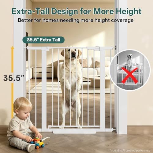 InnoTruth 29.6-39.1 in Wide x 35.5 in High Extra Tall Baby Gate, White - Image 3