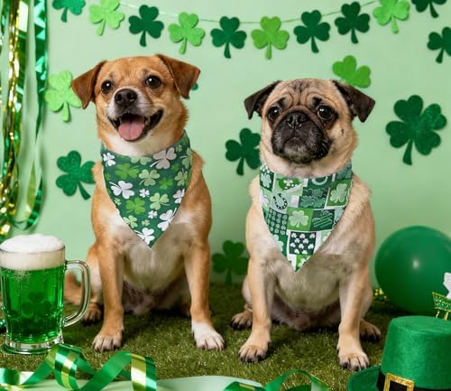 St. Patrick's Day Dog Bandanas, Irish Shamrock Design Scarves, Holiday Costumes, Pet Scarves for Boys and Girls, Dog Outfit Gifts for Medium to Large Dogs (Green, 2PCS) - Image 5
