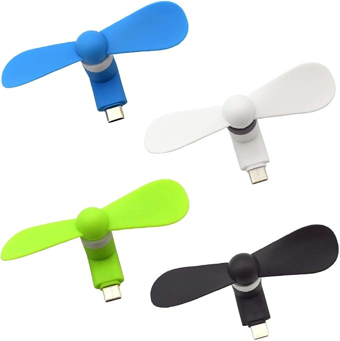 ULBTER [4 Pieces] Type USB C Android Cell Phone Fan for Samsung Galaxy S26 Ultra S26 S25 S25+ S24 S23 S22 S21 S20,Note 20 Ultra,A57 A56 A55 A37 A36 A17 A16, for OnePlus 15 13 12 Mini Fan phone by ULBTER