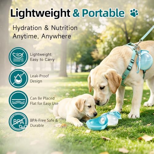 Dog Water Bottle Portable Pet Travel Bowl 2in1 Pet Drinking Feeder for Walk Outdoor 13.5oz Leak-Proof Dog Water Dispenser - Image 3