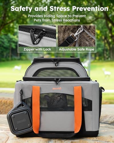 Pecute Cat Carrier,Top Expandable Dog Crate for Travel, Grey - Image 5