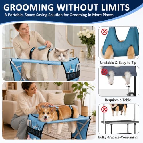 Dog Grooming Hammock for Small Pets with Stand, Dog Shower Hammock - Image 4