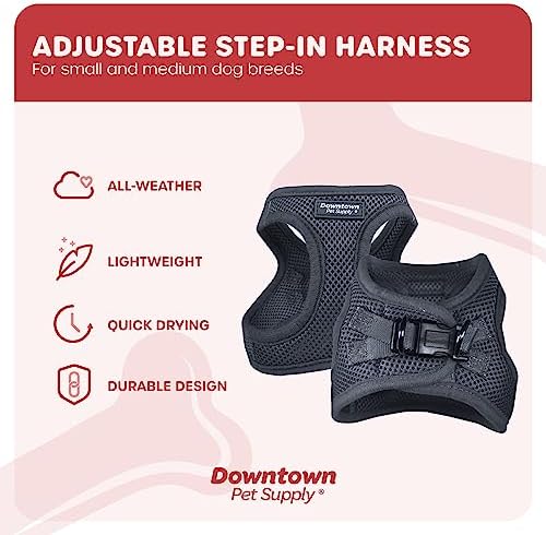 Downtown Pet Supply Step-in Dog Harness – No Pull, Adjustable Padded Mesh with Reflective Trim, Secure Buckle Strap – Comfortable & Breathable Small Dog Harness, Medium, Charcoal - Image 3