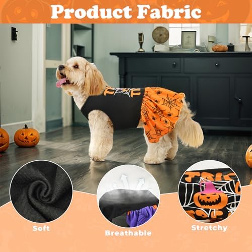 2-Pack Halloween Dog Dress Pet Dresses Skirts with Spider Pumpkin Patterns for Puppies Cats Dog Halloween Costume Outfit Apparel Clothes for Small Medium Dogs Kittens L - Image 3