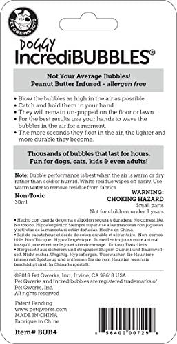 Pet Qwerks Incredibubbles Interactive Pet Toys - Long Lasting Edible Bubbles for Dogs & Cats - Peanut Butter Flavor - 38 ML, All Breed Sizes (Pack of 2) - Image 2