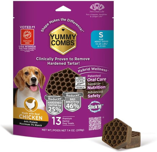 Yummy Combs Dog Dental Treats – Vet VOHC Approved, Removes Tartar & Cleans Teeth – Yummy High Protein Chicken Treat for Small Dogs (Mini Pack, 13 Count) by YummyCombsDogDentalTreats