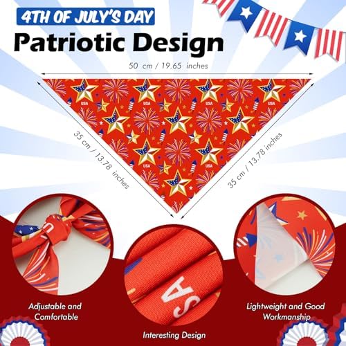 Weewooday 50 Pcs 4th of July Dog Bandanas Bulk for 1776 Patriotic 250th Anniversary Star Red White and Blue Independence Day Flag Scarf for Small Medium Large Outfit(Star, 19.7 x 13.8 x 13.8 Inch) - Image 3