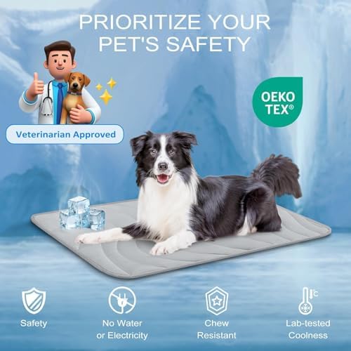 Cozyide Dog Cooling Mat, Q-Max>0.45, 40 L x 28" W, Light Grey - Image 4
