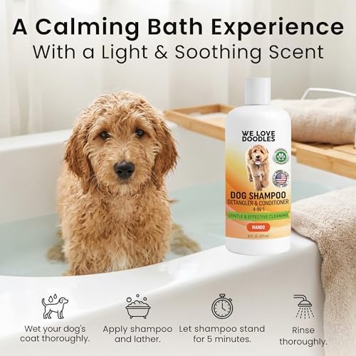 Dog Shampoo, Conditioner & Detangler, Hypoallergenic, Tearless, Mango, 16OZ - Image 3