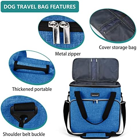 BAGLHER Dog Travel Bag, Pet Travel Bag (ALL Pet Travel Supplies), With 2 Pet Food Containers and 2 Collapsible Silicone Bowls; Essential Kits for Pet Travel Blue - Image 4