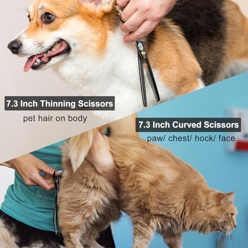 CIICII Dog Grooming Scissors Kit, 7 Inch Safety Pet Cat Shears Set (Black) - Image 6