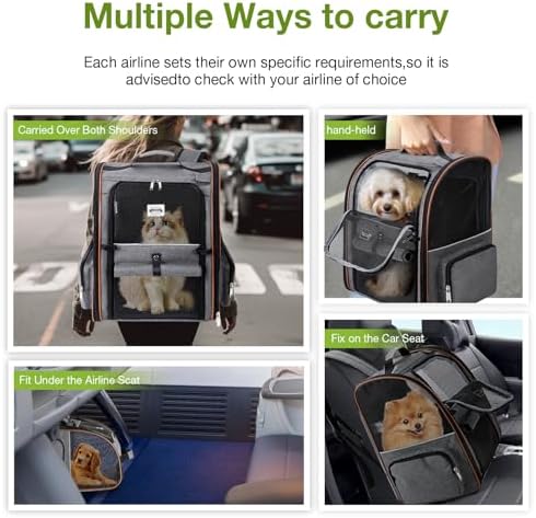 Extra Large Cat Backpack Carrier Expandable Pet Carrier Backpack for Small/Medium Dogs and Medium/Large Cats, Grey - Image 4