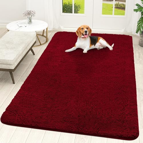 OLANLY Dog Door Mat for Muddy Paws 70x46, Super Absorbent Chenille Mud Mat by OLANLY