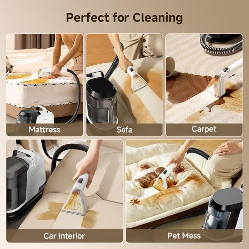 Uwant Carpet Cleaner Machine 18Kpa Portable Carpet Cleaner for Cars Couch, 2in1 Water Tank Upholstery Cleaner, Spot Cleaner with Cleaning Tools, 2.4 Liter Set of 1 - Image 4