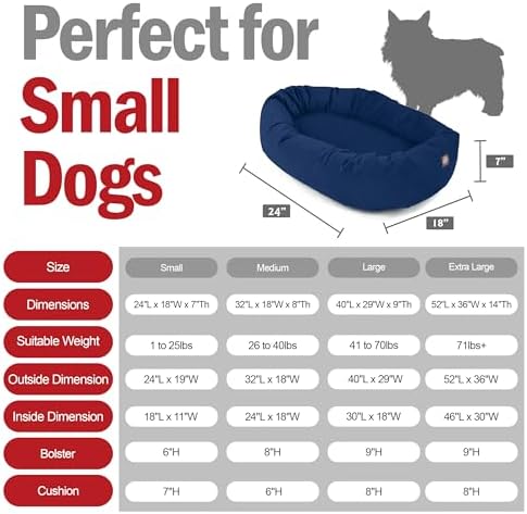 Majestic Pet 24 Inch Suede Calming Dog Bed Washable – Cozy Soft Round Dog Bed with Spine Support for Dogs to Rest Their Head - Fluffy Donut Dog Bed 24x19x7 (Inch) - Round Pet Bed Small – Navy (2025) - Image 3