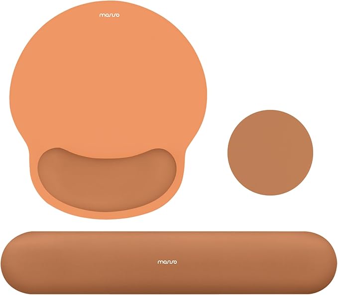 MOSISO Wrist Rest Support for Mouse Pad&Keyboard Set, Cosmic Orange | Circle Curved Ergonomic Mousepad Non-Slip Base Home/Office Pain Relief&Easy Typing Pad with Soft Cloth&Silicone Lining by MOSISO