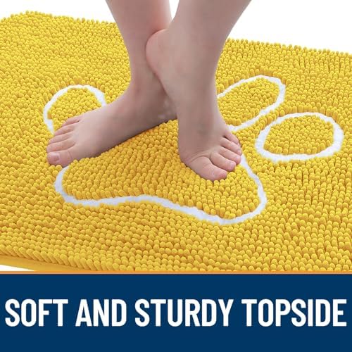 OLANLY Dog Door Mat for Muddy Paws 30x20, Paw Print Design Chenille Mud Mat - Image 4