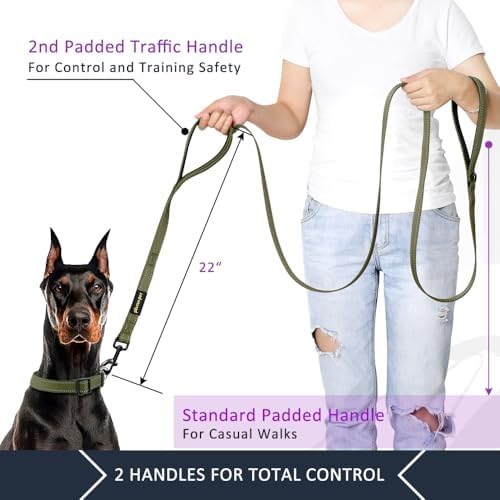 Plutus Pet Double Handle Dog Leash, 4 FT Long, for Medium Large Dogs - Image 4