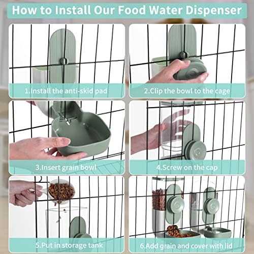 Lemtrflo Rabbit Feeder, Bunny Water Bottle Dispenser, Pet Cage Food Bowl - Image 3