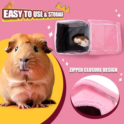 Guinea Pig Hideout - Guinea Pig Bed, Separable Plush Roof, Bunny Hideout, Rabbit Bed, House Bed for Small Pets, Pure Pink - Image 3