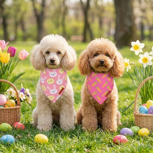 PTDECOR Pink Easter Dog Bandana, Easter Rabbit Carrot Dog Scarf, Small - Image 3