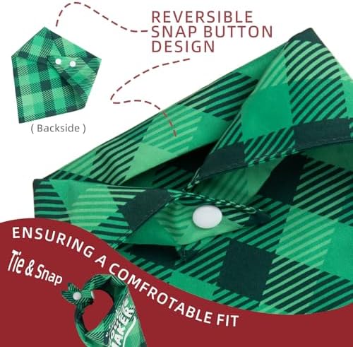 Christmas Dog Bandanas Naughty & Nice List Print - Santa's Favorite Trouble Maker - Pet Holiday Scarf Costume Gift, Green Plaid, Medium & Large Breed, 25-75lbs - Image 2