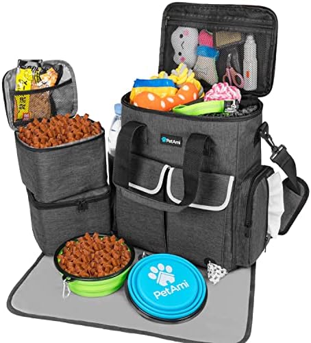 PetAmi Dog Travel Bag Organizer, Pet Supplies Diaper Tote, Dark Gray by PetAmi