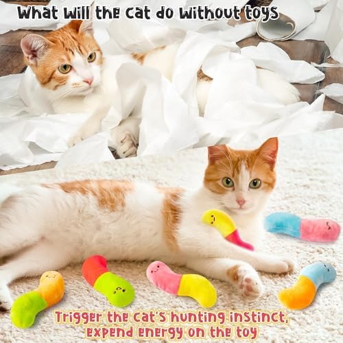 L1rabe Worm Candy Catnip Toy for Cats, Kitten Birthday Gift for Kitty Lover - Image 4